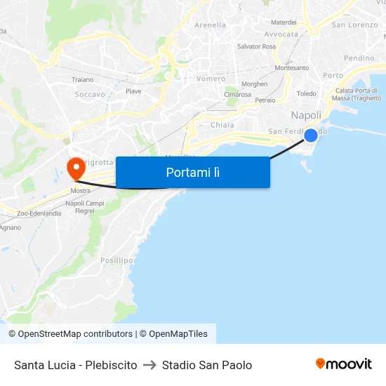 Santa Lucia - Plebiscito to Stadio San Paolo map