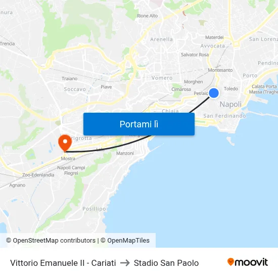 Vittorio Emanuele II - Cariati to Stadio San Paolo map