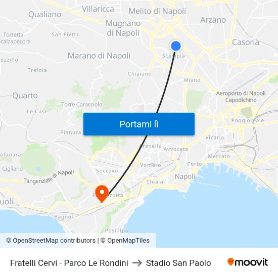 Fratelli Cervi - Parco Le Rondini to Stadio San Paolo map