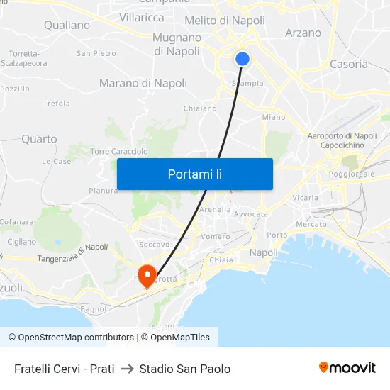 Fratelli Cervi - Prati to Stadio San Paolo map