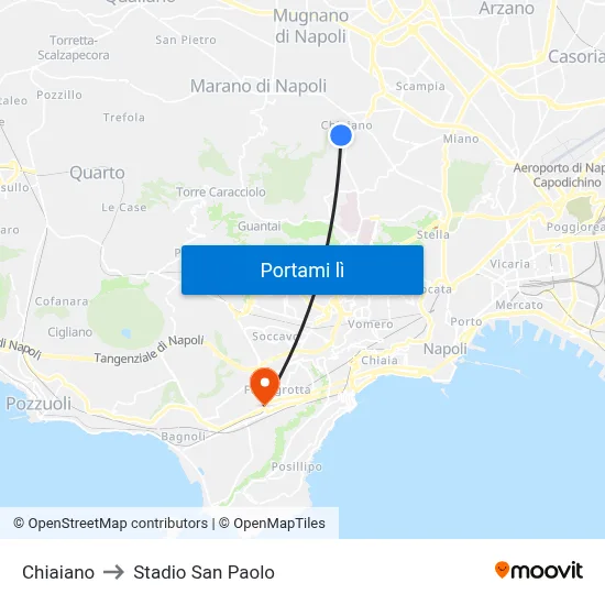 Chiaiano to Stadio San Paolo map