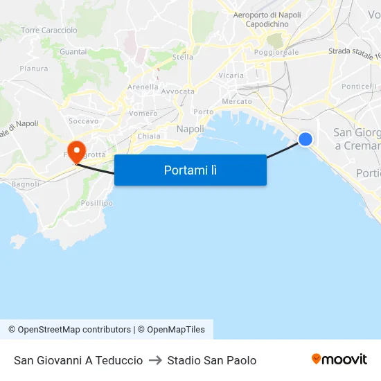 San Giovanni A Teduccio to Stadio San Paolo map