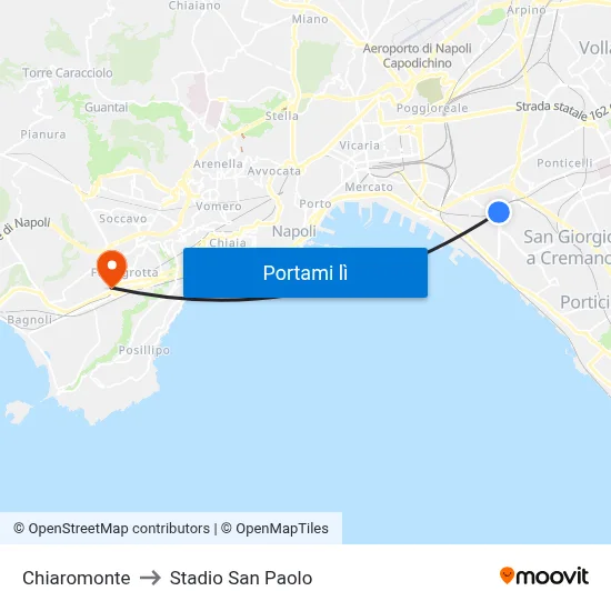 Chiaromonte to Stadio San Paolo map