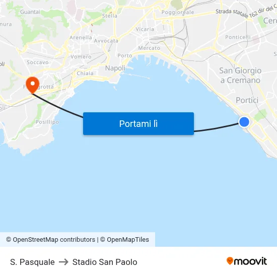 S. Pasquale to Stadio San Paolo map