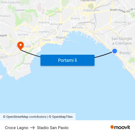 Croce Lagno to Stadio San Paolo map