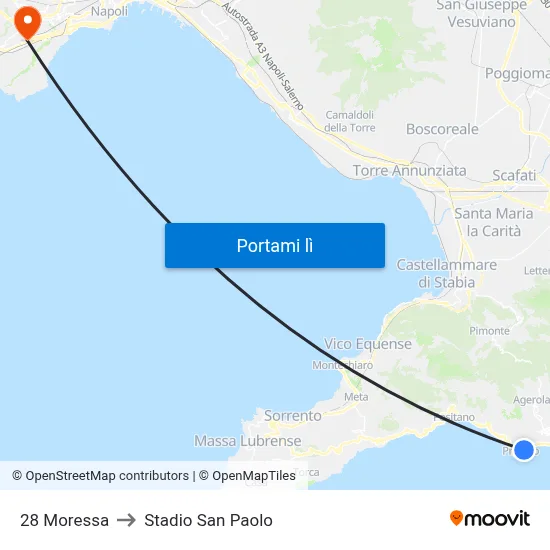 28 Moressa to Stadio San Paolo map