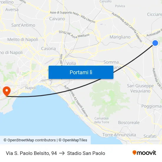 Via S. Paolo Belsito, 94 to Stadio San Paolo map