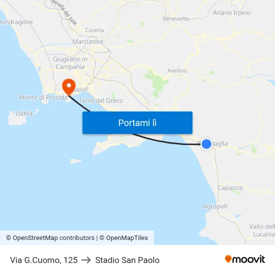Via G.Cuomo, 125 to Stadio San Paolo map
