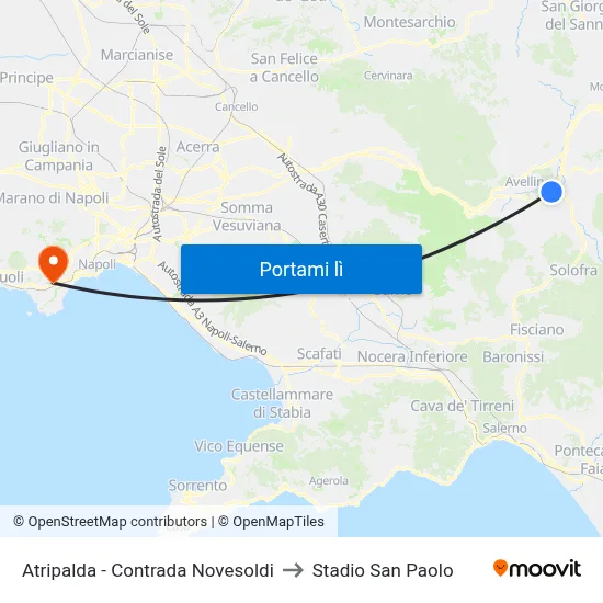 Atripalda - Contrada Novesoldi to Stadio San Paolo map