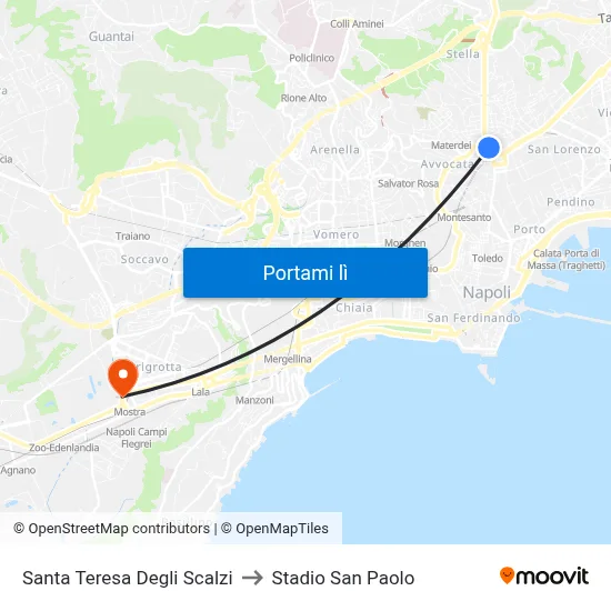 Santa Teresa Degli Scalzi to Stadio San Paolo map
