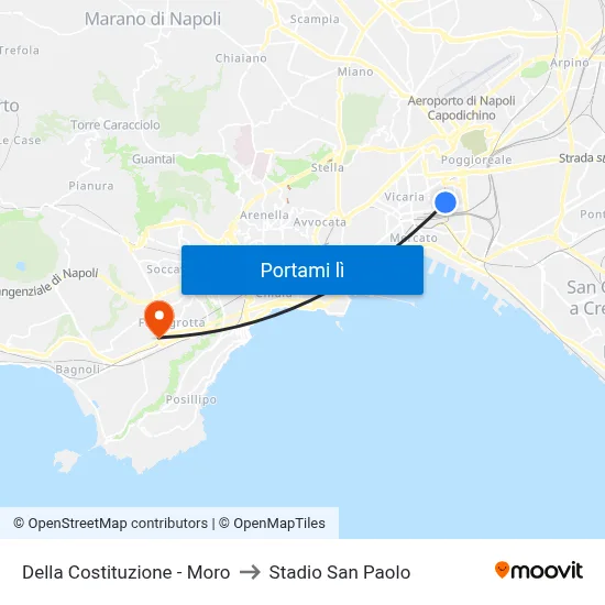 Della Costituzione - Moro to Stadio San Paolo map