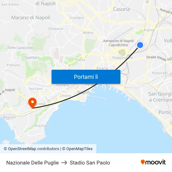 Nazionale Delle Puglie to Stadio San Paolo map