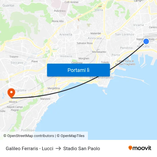 Galileo Ferraris - Lucci to Stadio San Paolo map