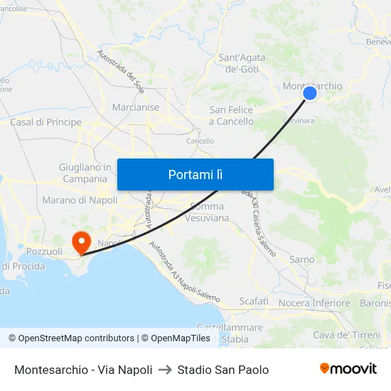 Montesarchio - Via Napoli to Stadio San Paolo map