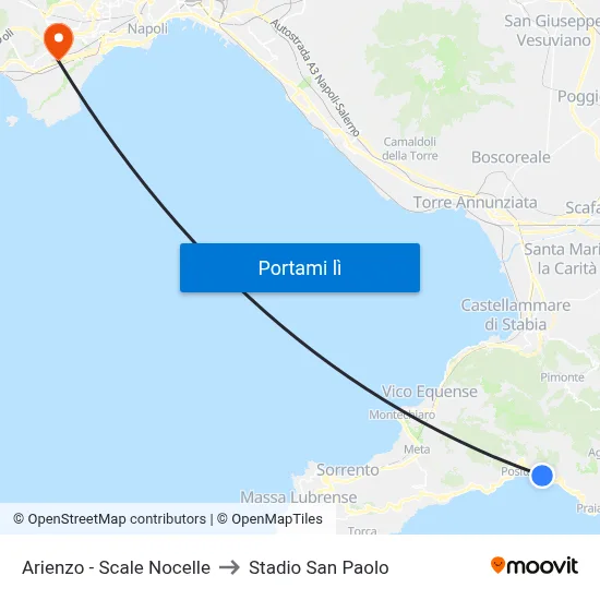 Arienzo - Scale Nocelle to Stadio San Paolo map