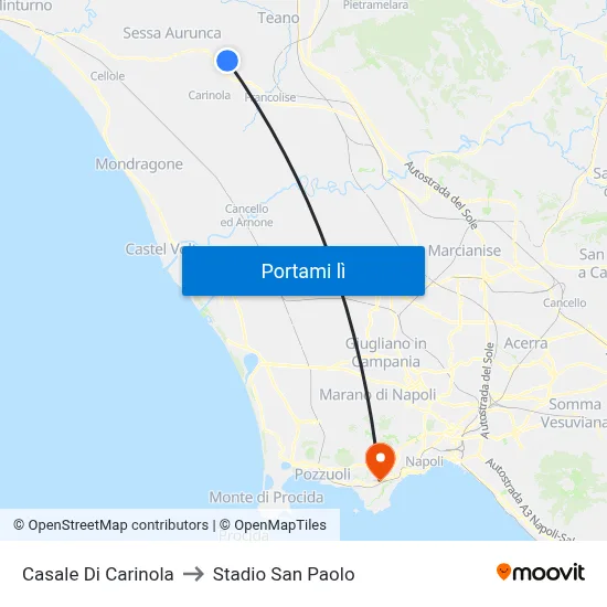 Casale Di Carinola to Stadio San Paolo map