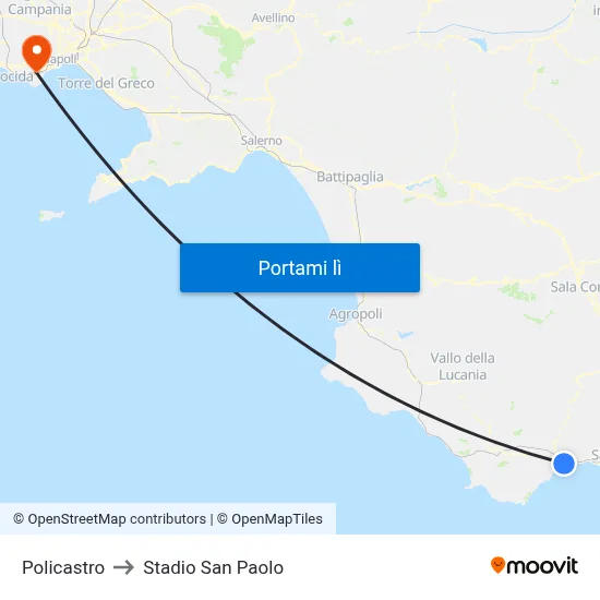 Policastro to Stadio San Paolo map