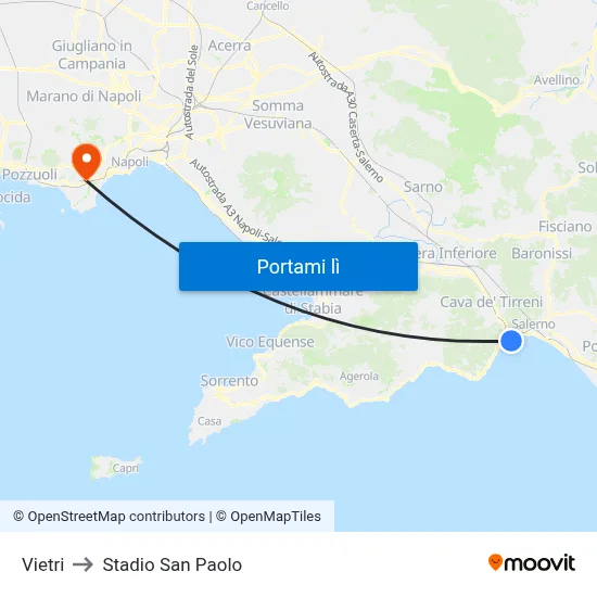 Vietri to Stadio San Paolo map