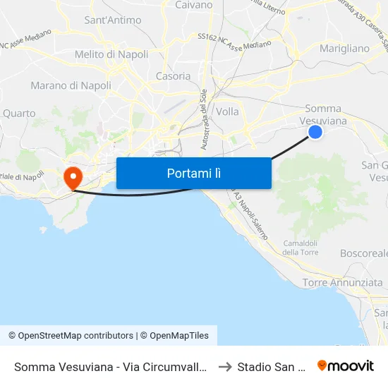 Somma Vesuviana - Via Circumvallazione,120 to Stadio San Paolo map