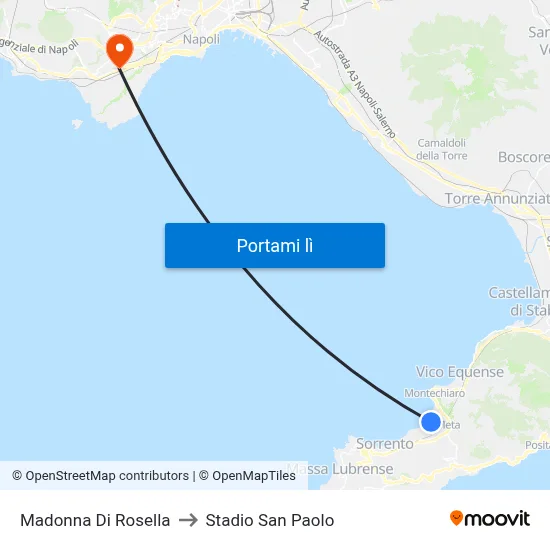Madonna Di Rosella to Stadio San Paolo map