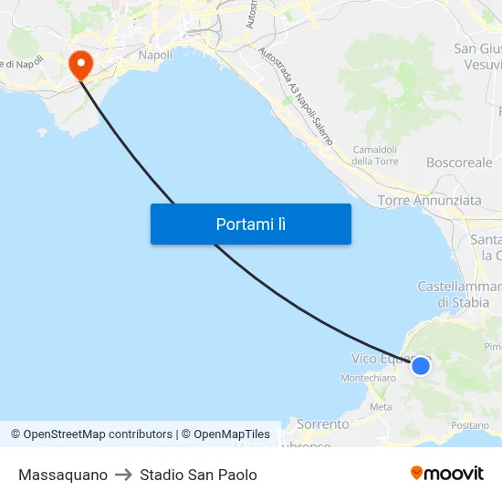 Massaquano to Stadio San Paolo map