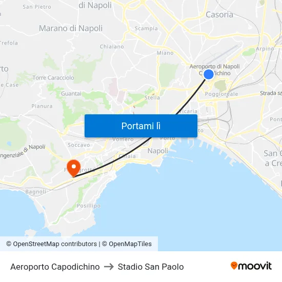 Aeroporto Capodichino to Stadio San Paolo map