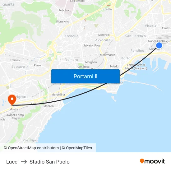 Lucci to Stadio San Paolo map