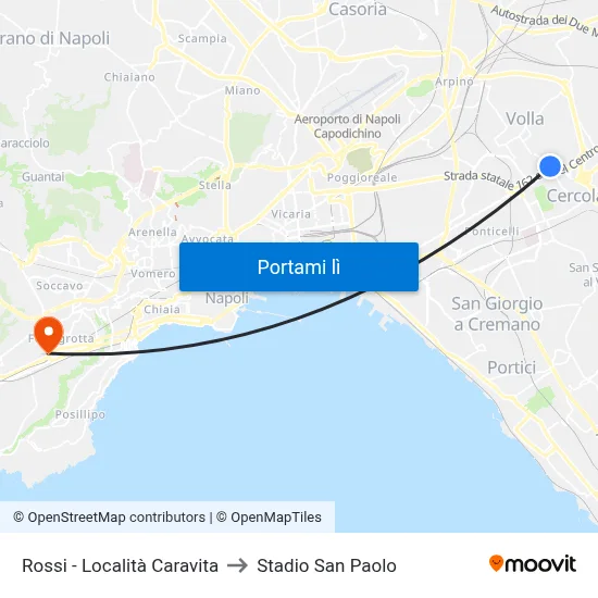 Rossi - Località Caravita to Stadio San Paolo map