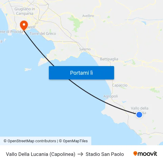 Vallo Della Lucania (Capolinea) to Stadio San Paolo map