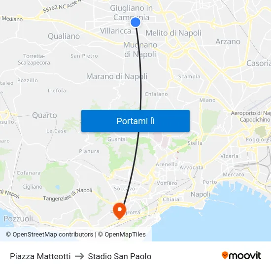 Piazza Matteotti to Stadio San Paolo map