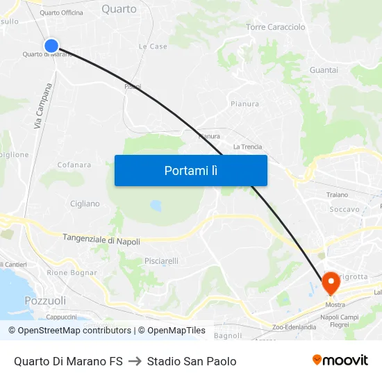 Quarto Di Marano FS to Stadio San Paolo map