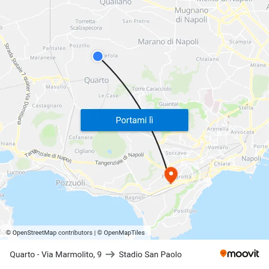 Quarto - Via Marmolito, 9 to Stadio San Paolo map