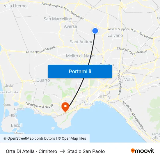 Orta Di Atella - Cimitero to Stadio San Paolo map