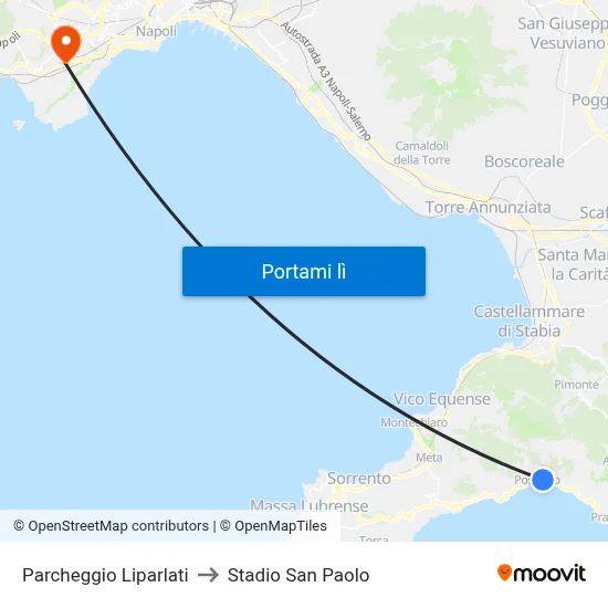 Parcheggio Liparlati to Stadio San Paolo map
