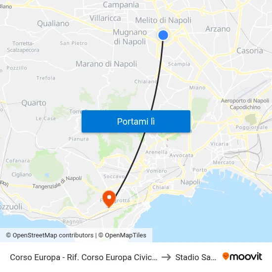 Corso Europa - Rif. Corso Europa Civico N° 374 Parco G. B. to Stadio San Paolo map