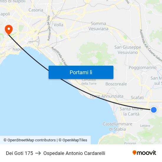 Dei Goti 175 to Ospedale Antonio Cardarelli map
