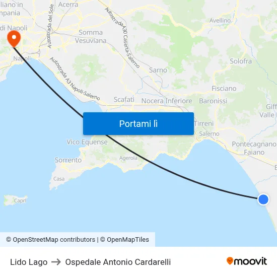Lido Lago to Ospedale Antonio Cardarelli map
