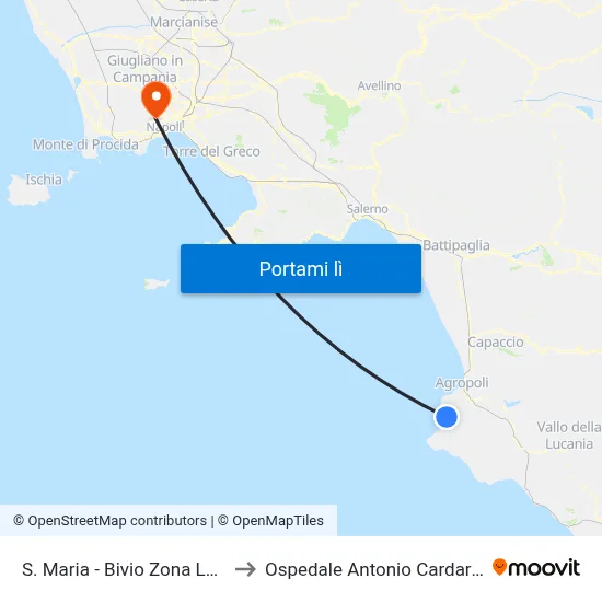 S. Maria - Bivio Zona Lago to Ospedale Antonio Cardarelli map