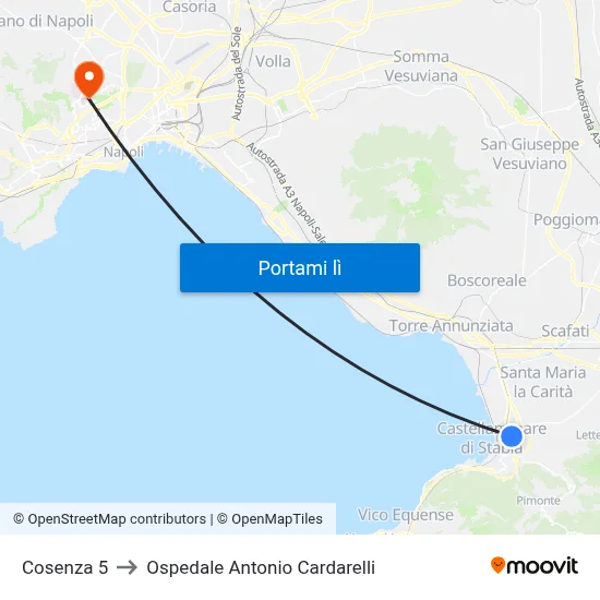Cosenza 5 to Ospedale Antonio Cardarelli map