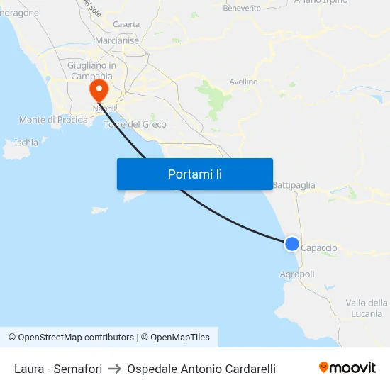Laura - Semafori to Ospedale Antonio Cardarelli map