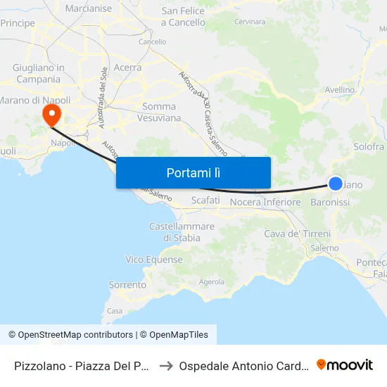 Pizzolano - Piazza Del Popolo to Ospedale Antonio Cardarelli map