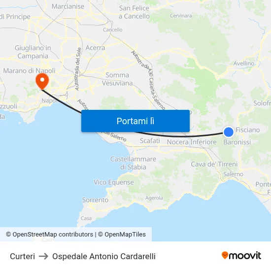 Curteri to Ospedale Antonio Cardarelli map