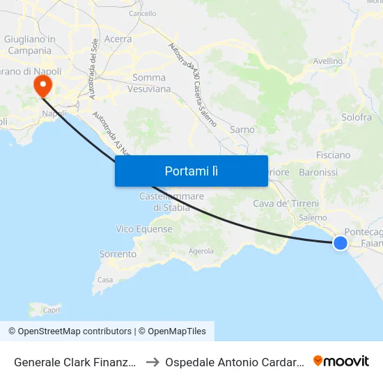 Generale Clark  Finanza 2 to Ospedale Antonio Cardarelli map