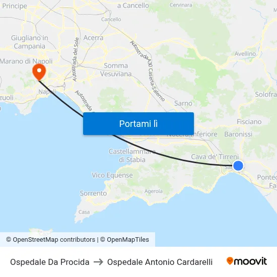 Ospedale Da Procida to Ospedale Antonio Cardarelli map