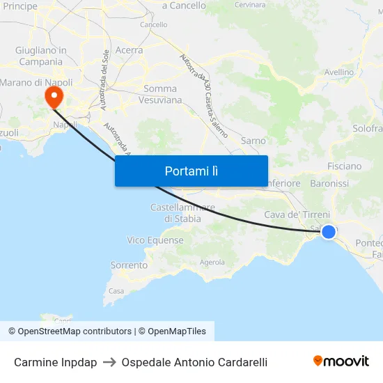 Carmine Inpdap to Ospedale Antonio Cardarelli map