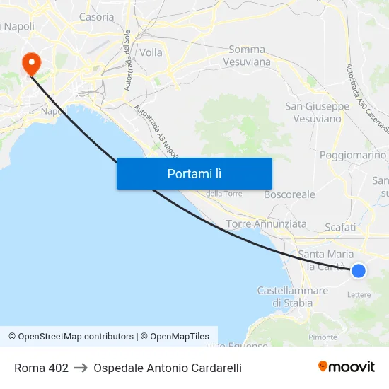 Roma 402 to Ospedale Antonio Cardarelli map
