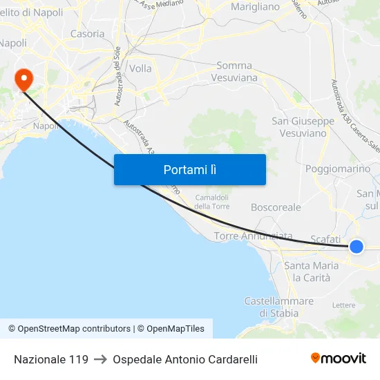Nazionale 119 to Ospedale Antonio Cardarelli map