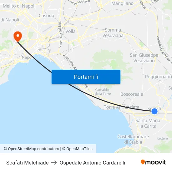 Scafati Melchiade to Ospedale Antonio Cardarelli map