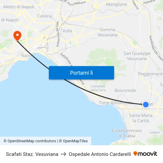 Scafati Staz. Vesuviana to Ospedale Antonio Cardarelli map
