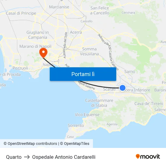 Quarto to Ospedale Antonio Cardarelli map
